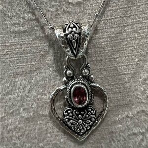 Sarda Sterling Silver Morganite Color Quartz Pendant and station Necklace